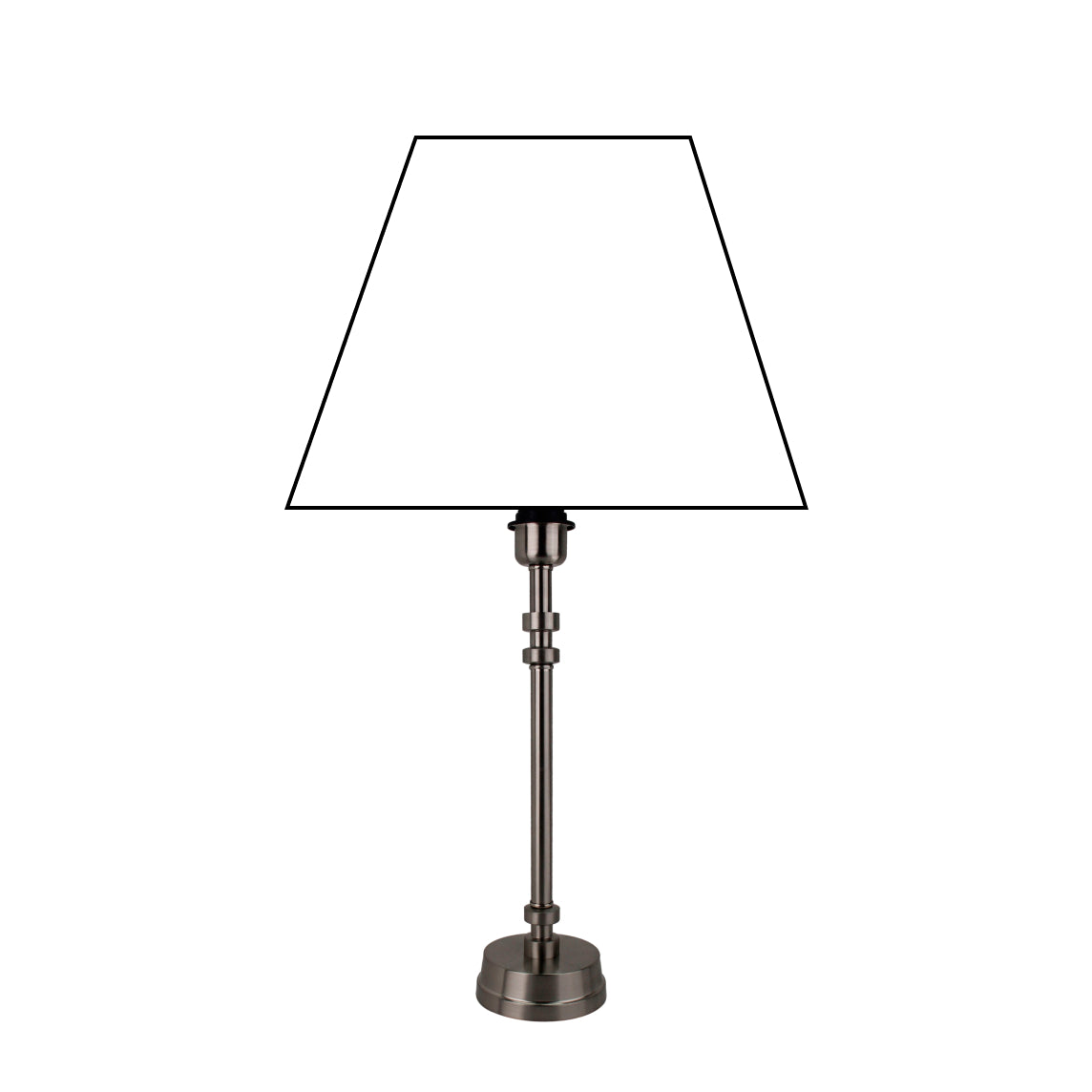 Moderner Nickel-matter Lampenfuß, stabile runde Basis, erhältlich in zwei Größen.