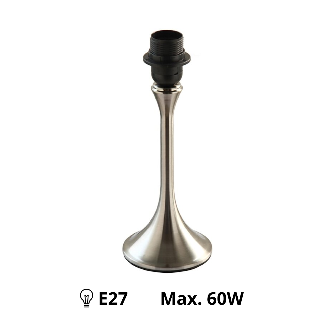 Various Nickel Metal Lamp Base – Elegant Design at 29 cm Height with E27 Socket