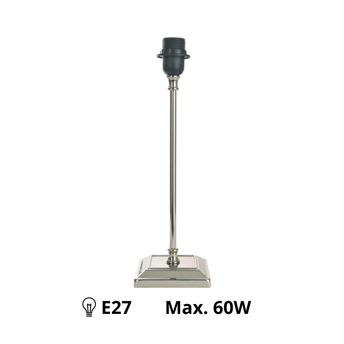 Various Lamp Base Metal Nickel - 41 cm with E27 Socket – Timeless Shine and Clear Lines