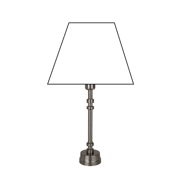 Moderner Nickel-matter Lampenfuß, stabile runde Basis, erhältlich in zwei Größen.