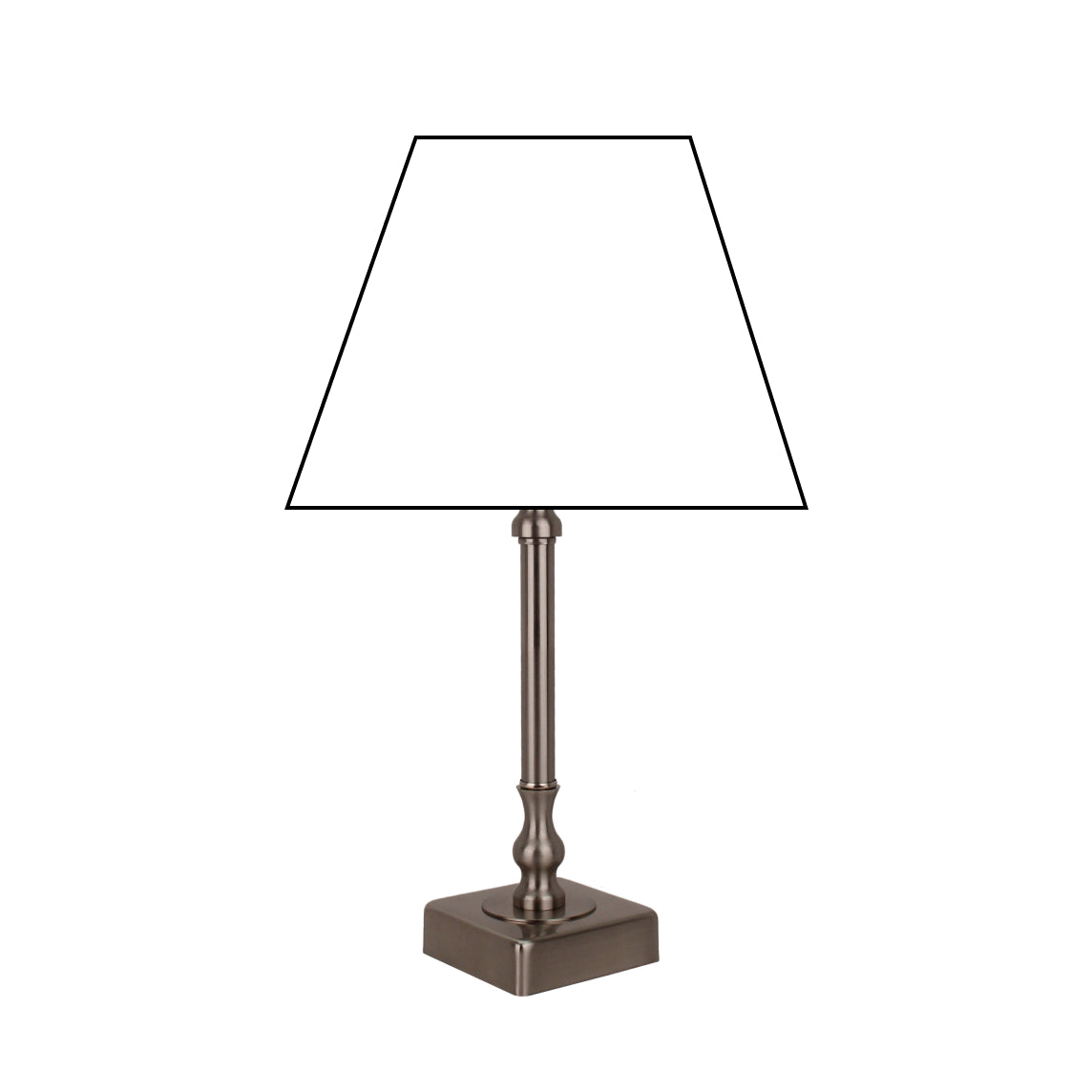 Various Metal Lamp Base – Matte Nickel – Height 33 cm, E27 Socket, Square Base
