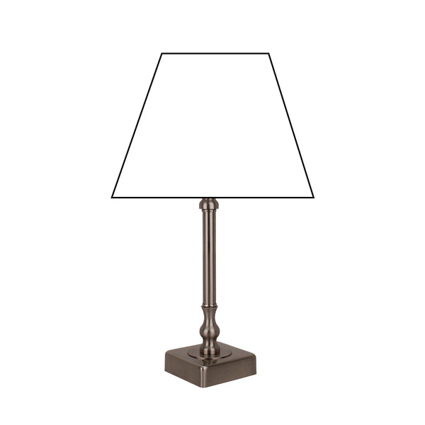 Various Metal Lamp Base – Matte Nickel – Height 33 cm, E27 Socket, Square Base