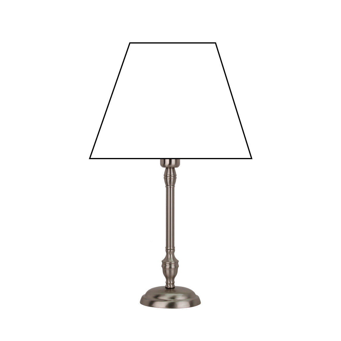 Runder Lampenfuß aus Metall in mattem Nickel-Finish, 35 cm Höhe, passend für E27-Leuchtmittel.