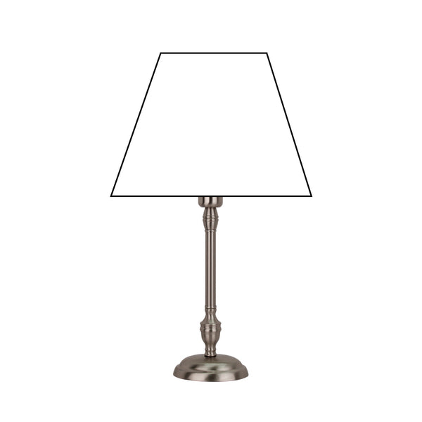 Runder Lampenfuß aus Metall in mattem Nickel-Finish, 35 cm Höhe, passend für E27-Leuchtmittel.