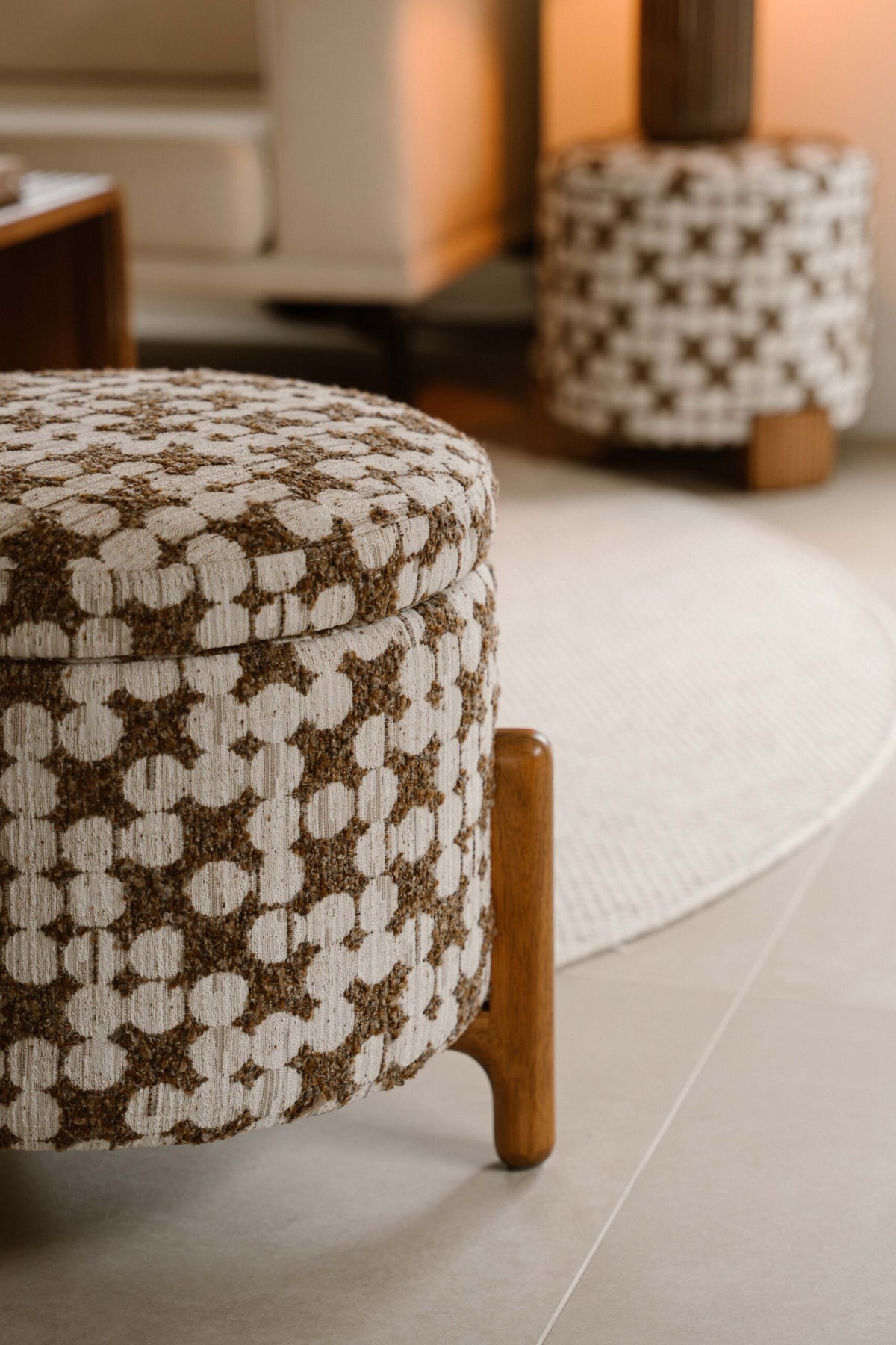 Indore Home - Tess - Pouf - Ottoman - Brown - Beige