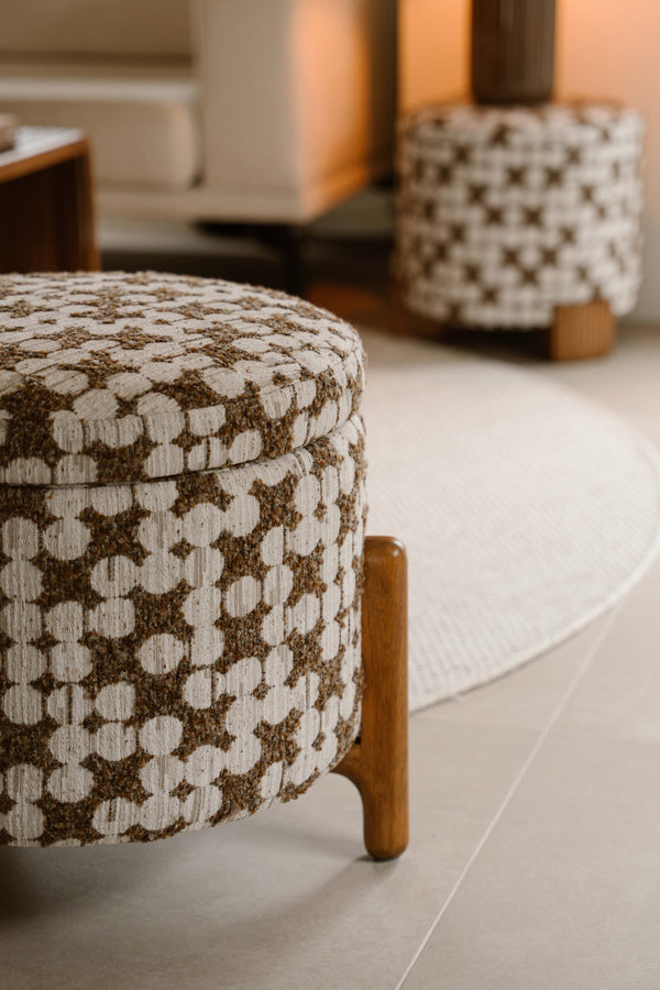 Indore Home - Tess - Pouf - Ottoman - Brown - Beige