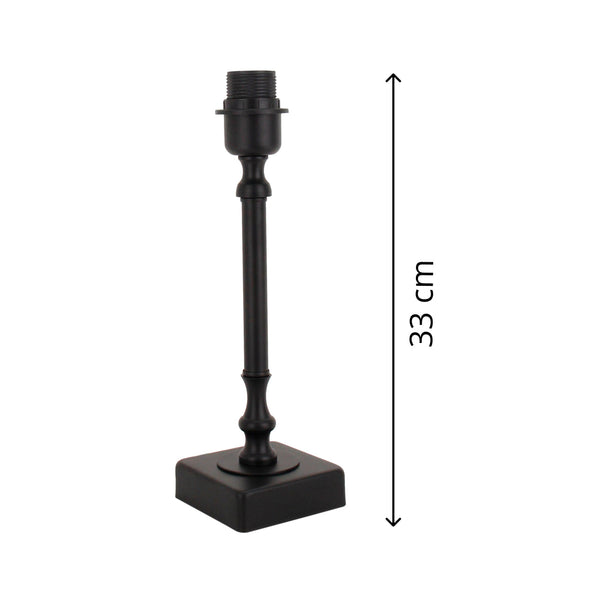 Various Metal Lamp Base – Black (Height 33 cm, E27 Socket, Square Base)