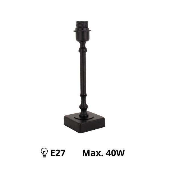 Various Metal Lamp Base – Black (Height 33 cm, E27 Socket, Square Base)