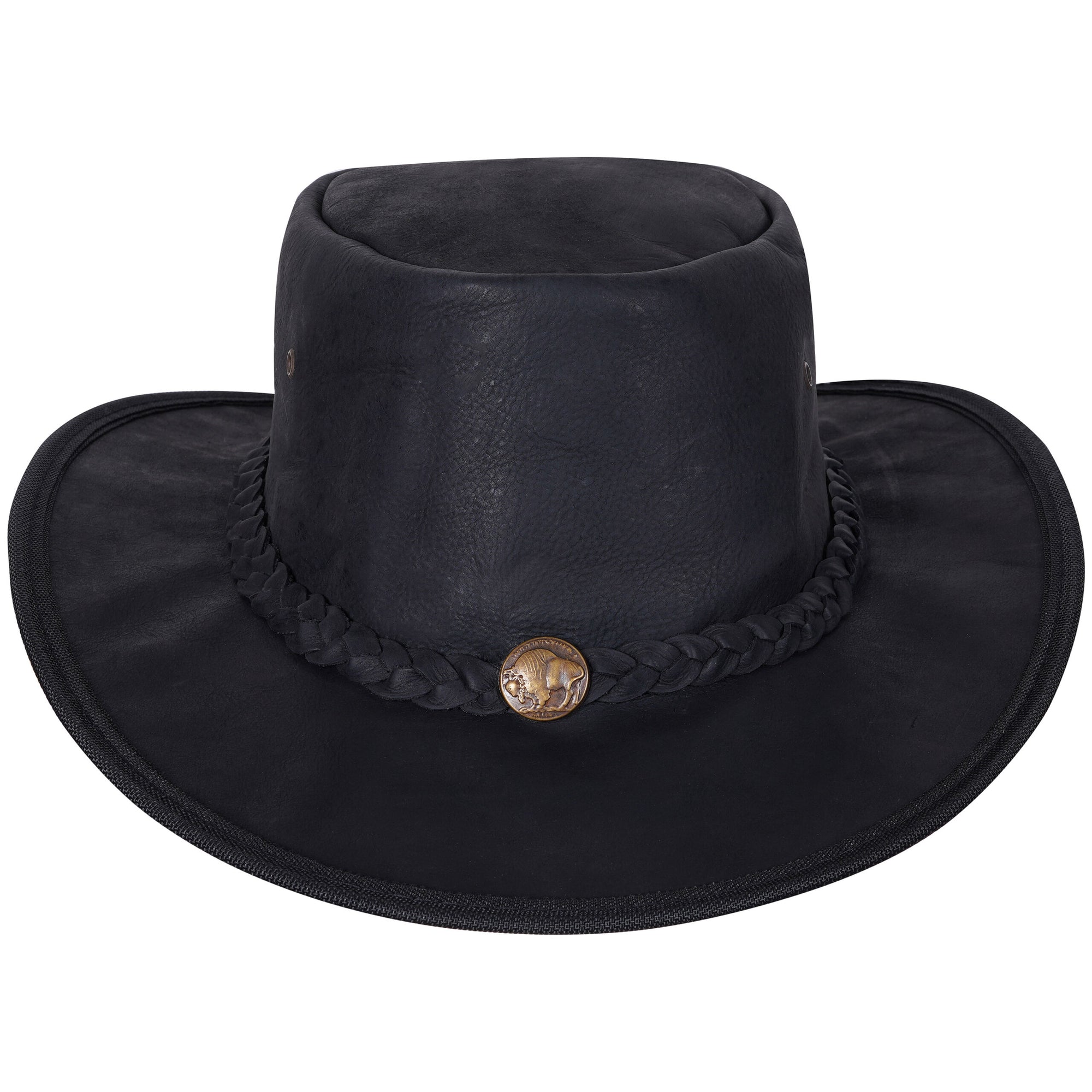 Black leather hat unisex