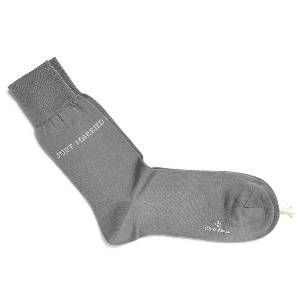 Cotton Men's Socks Just Married | Mid Grey