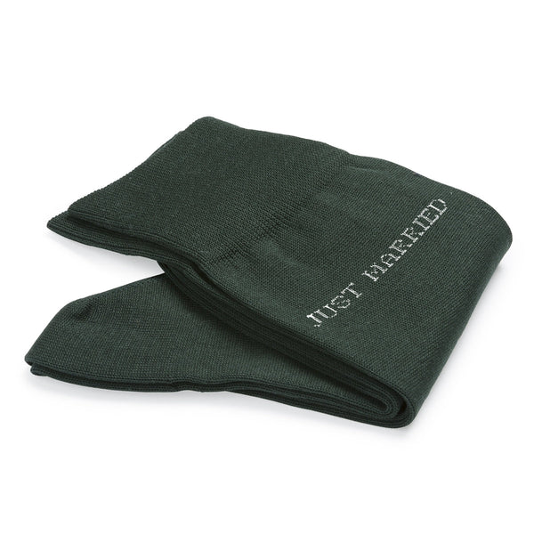 Calcetines de algodón para hombres Just Married | Verde botella