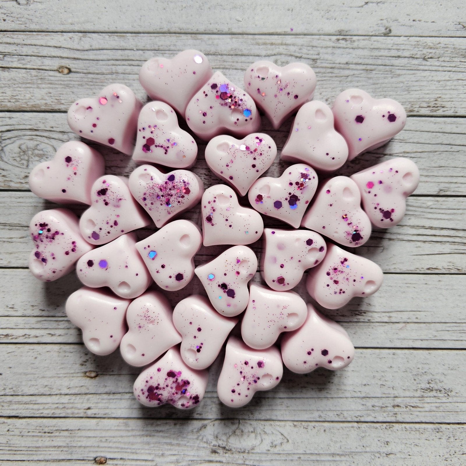 Calming purple (lavender), hearts 3 pcs