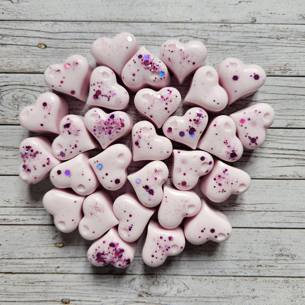 Calming purple (lavender), hearts 3 pcs