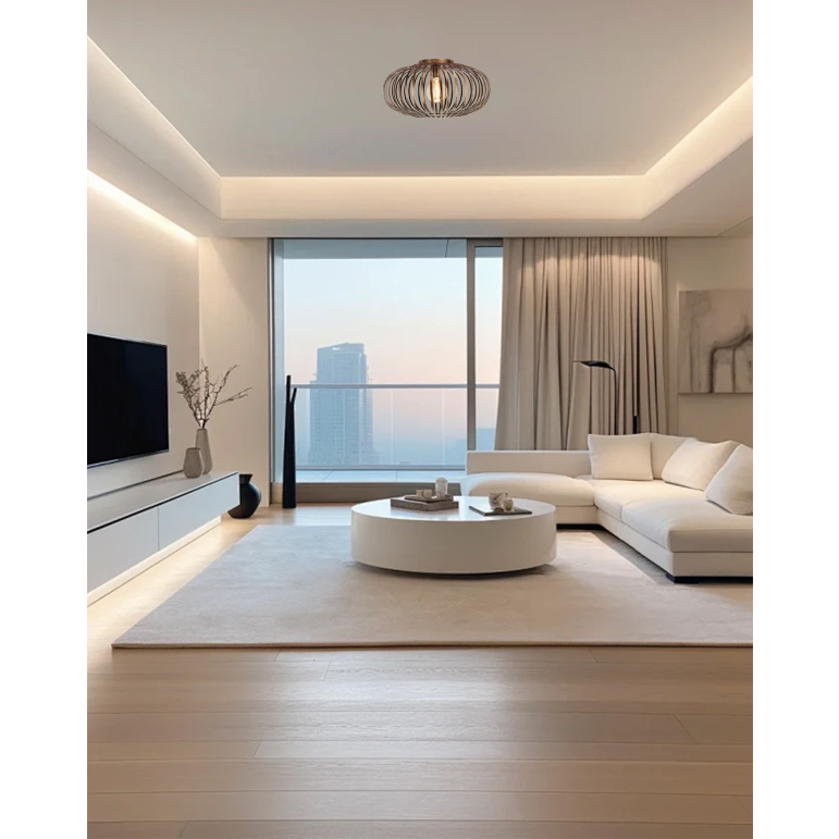 Articolo di Seconda Opportunità - Lampada da Soffitto Chericoni Curvato – 1 Luce – Ø40cm – E27 – Bronzo