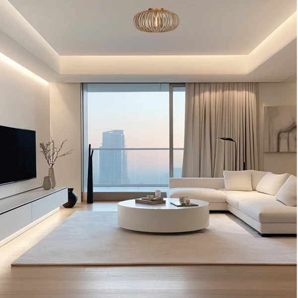 Große Chericoni Curvato Deckenlampe, Ø60 cm, 1-flammig, E27, in edlem Gold für elegante und repräsentative Räume.