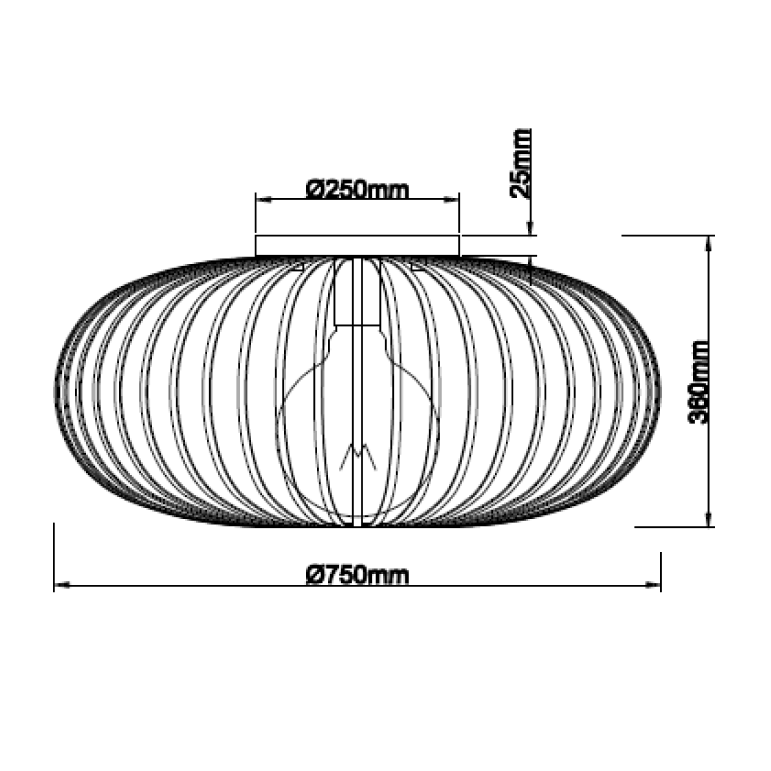 Elegante Chericoni Curvato Deckenlampe, Ø75 cm, 1-flammig, E27, Schwarz, als stilvoller Blickfang in großen Räumen.