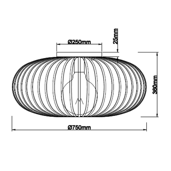 Elegante Chericoni Curvato Deckenlampe, Ø75 cm, 1-flammig, E27, Schwarz, als stilvoller Blickfang in großen Räumen.