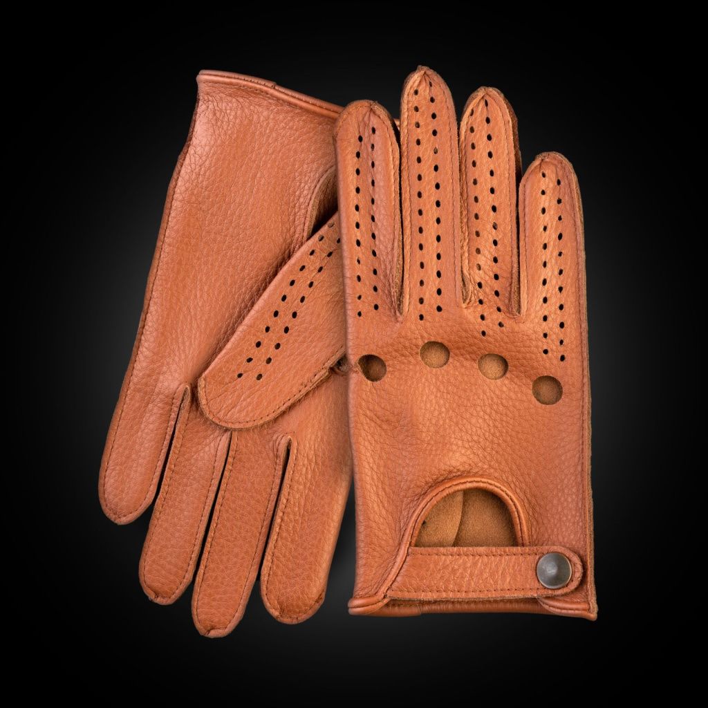 Elegant Men's Leather Driving Gloves Made from American Deerskin