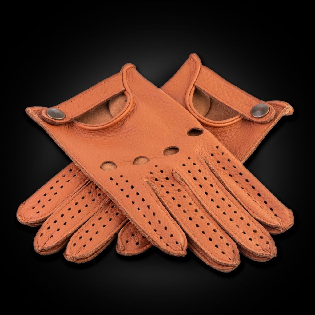 Elegant Men's Leather Driving Gloves Made from American Deerskin