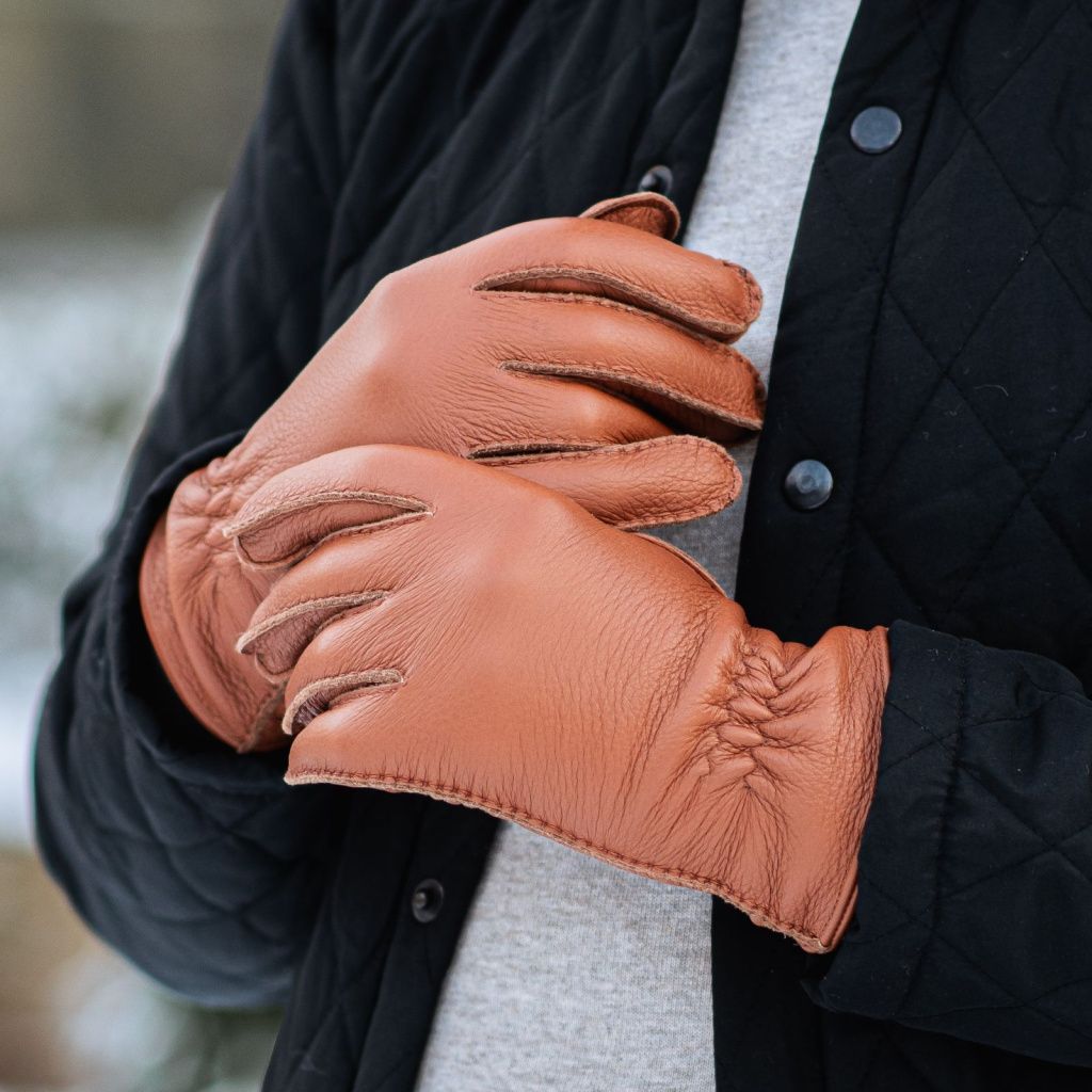 Handmade Men's Gloves from American Deerskin with Cashmere