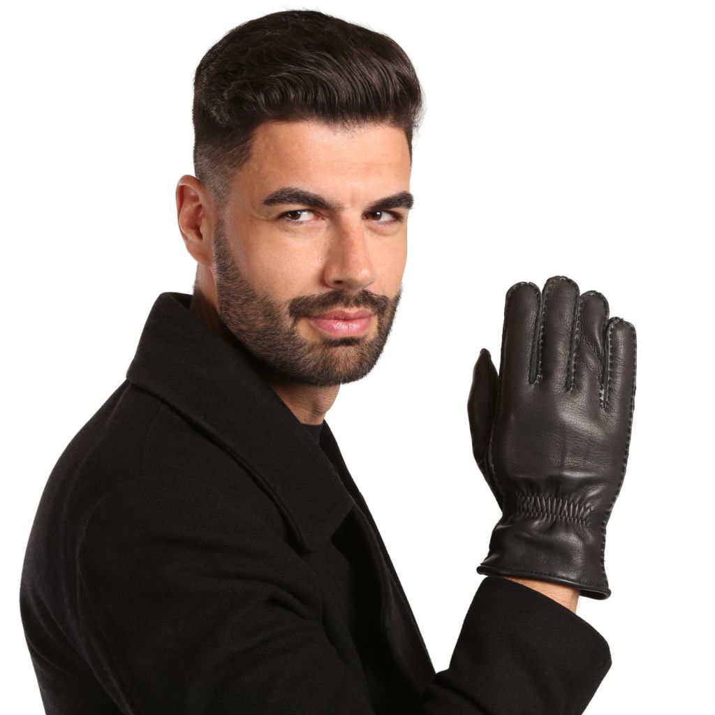 Handmade Men's Gloves from American Deerskin with Cashmere