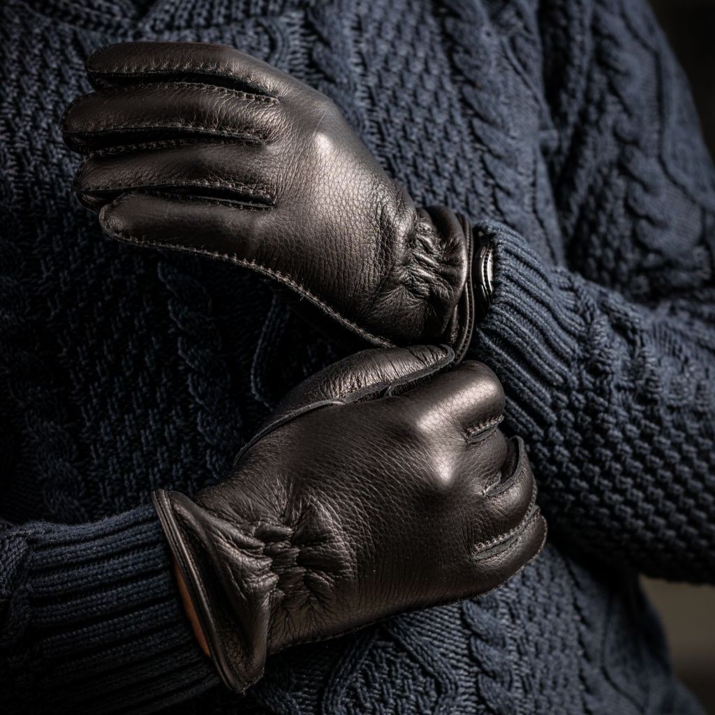 Handmade Men's Gloves from American Deerskin with Cashmere