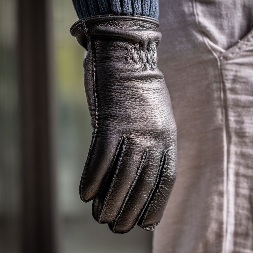 Handmade Men's Gloves from American Deerskin with Cashmere