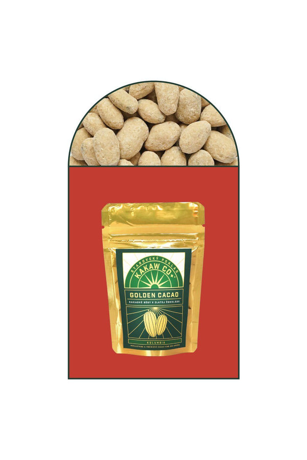 Golden Crunchy Cacao: cocoa beans coated in golden chocolate