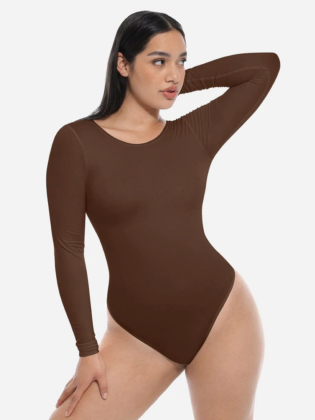 Shaping bodysuit with long sleeves, BROWN size other: XL/XXL
