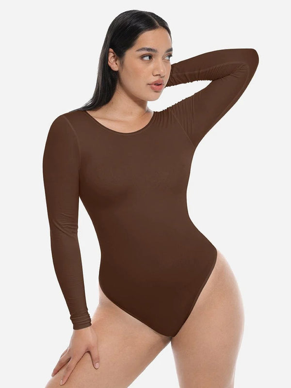 Shaping bodysuit with long sleeves, BROWN size other: XL/XXL