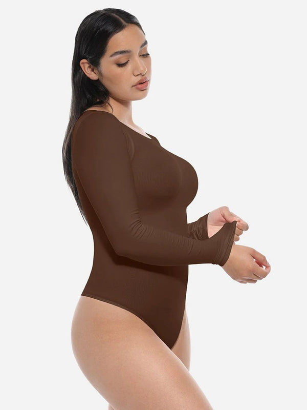 Shaping bodysuit with long sleeves, BROWN size other: XL/XXL