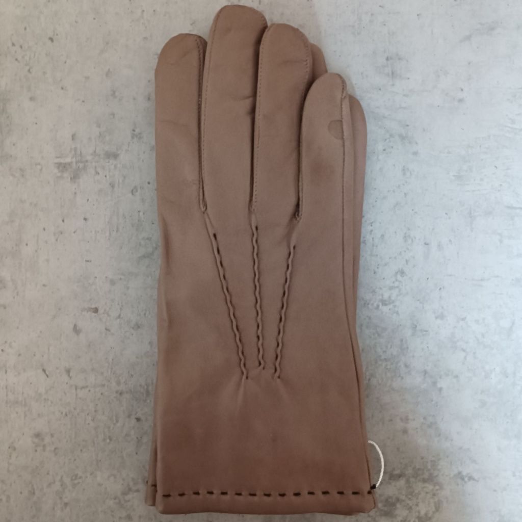 Elegant Leather Gloves with Cashmere and Black Stitching