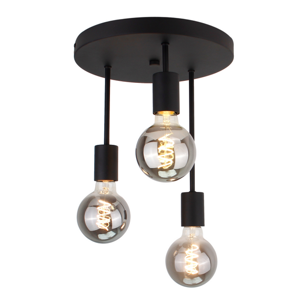 Chericoni Basic Deckenleuchte, schwarz, Ø28 cm, 3-flammig, E27, in drei Höhen verstellbar, modernes Design.
