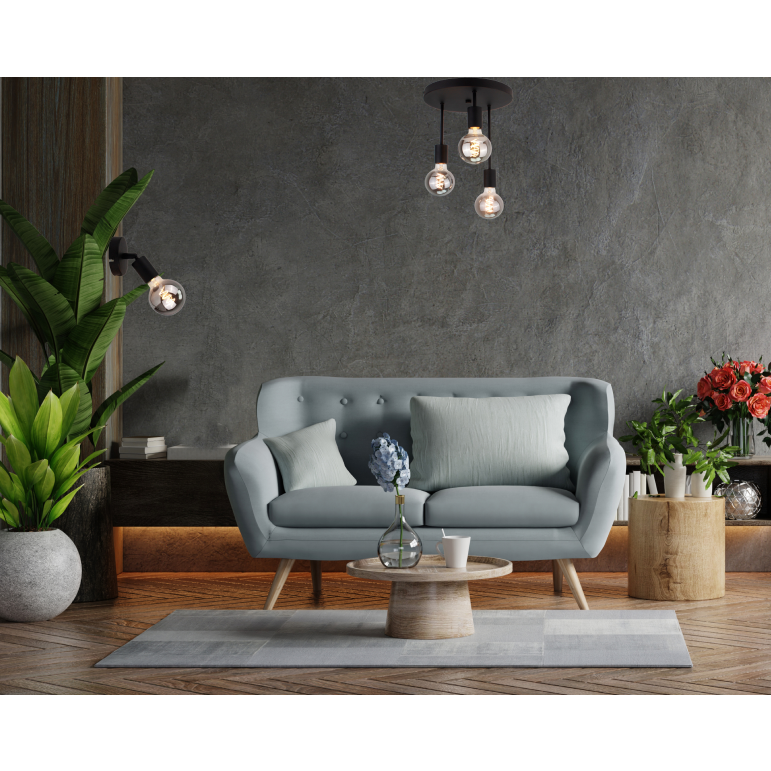 Schwarze Chericoni Basic Deckenlampe, 3-flammig, Ø28 cm, E27-Fassung, höhenverstellbar in drei Stufen.