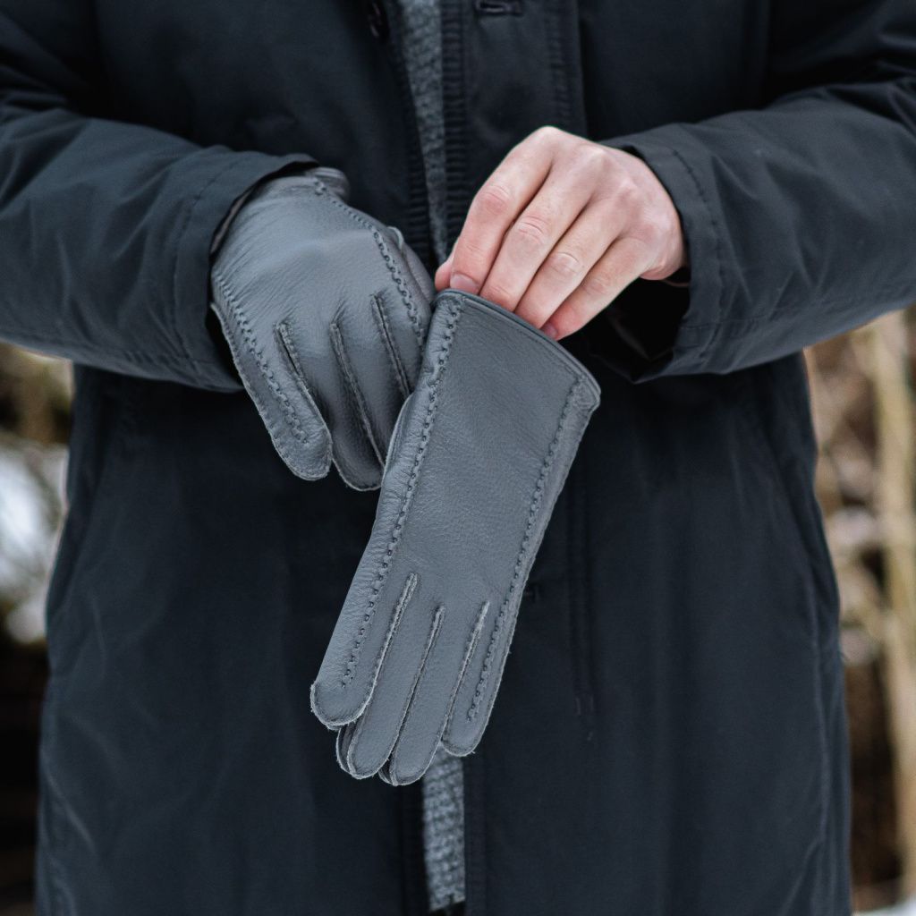 Handmade Men's Leather Gloves with Cashmere