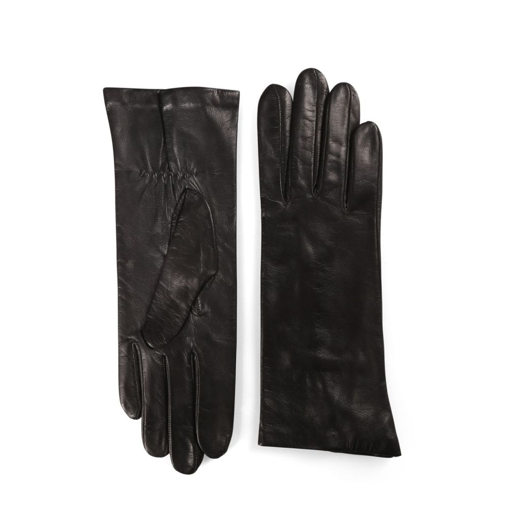 Leather gloves for ladies with silk lining and elastic in the palm