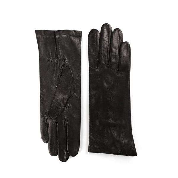 Leather gloves for ladies with silk lining and elastic in the palm