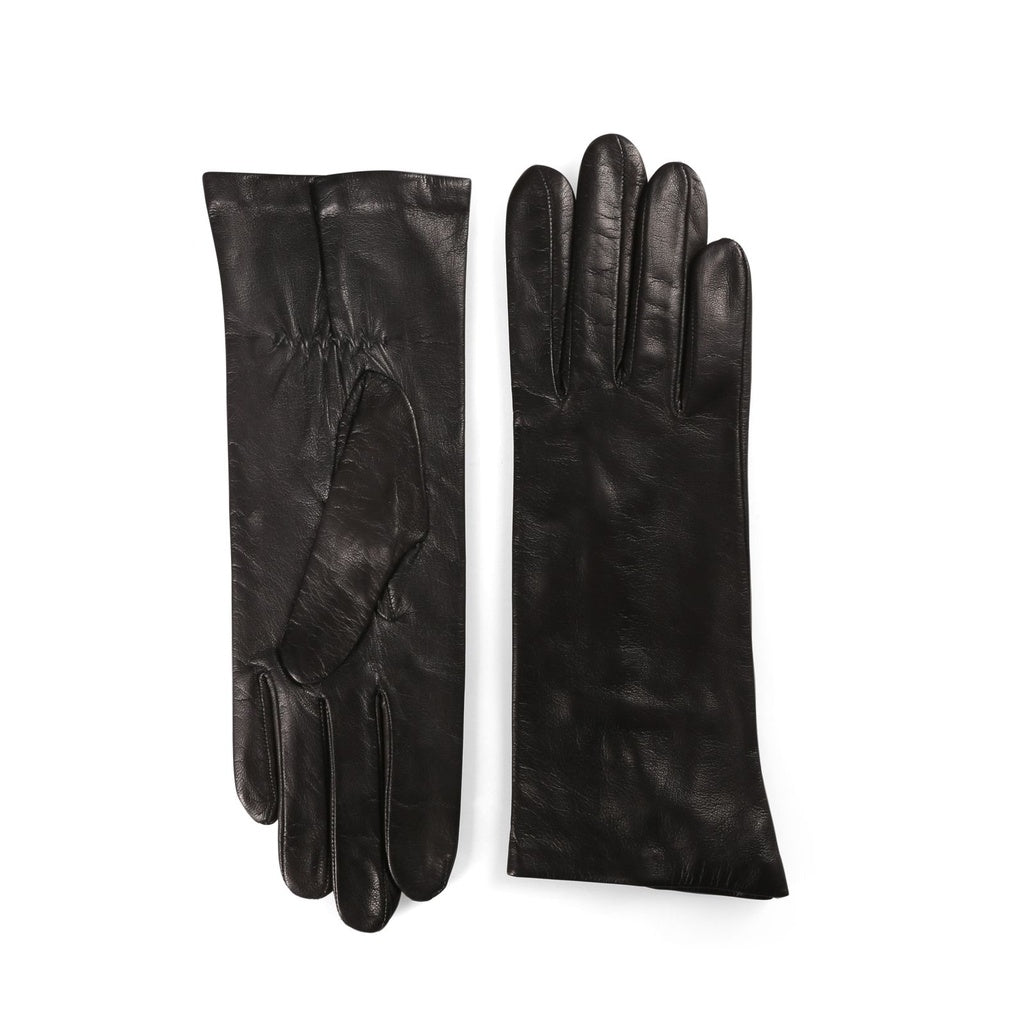 Leather gloves for ladies with silk lining and elastic in the palm