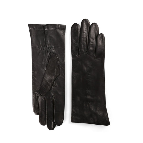 Leather gloves for ladies with silk lining and elastic in the palm