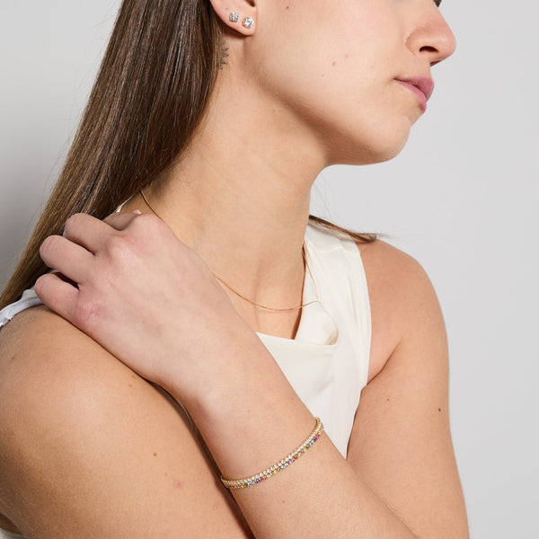 Bracciale argento dorato tennis e zirconi bianchi mm 2,0