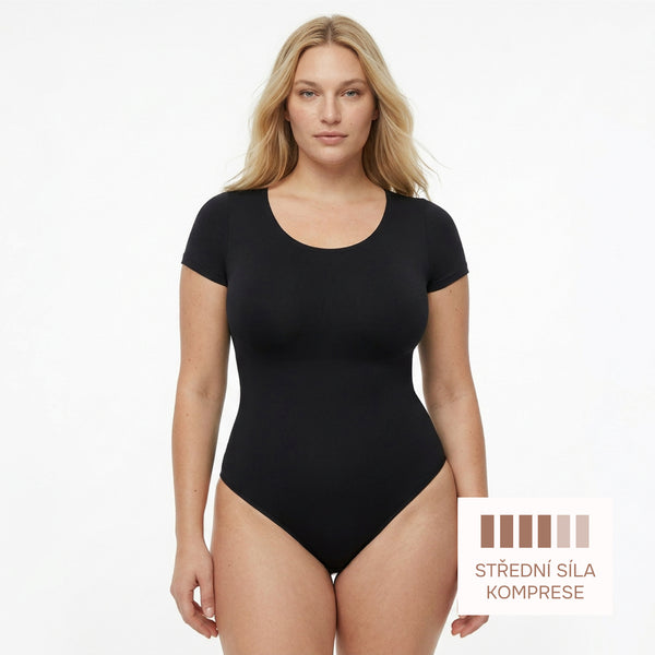 Shaping bodysuit with short sleeves, BLACK size other: XL/XXL