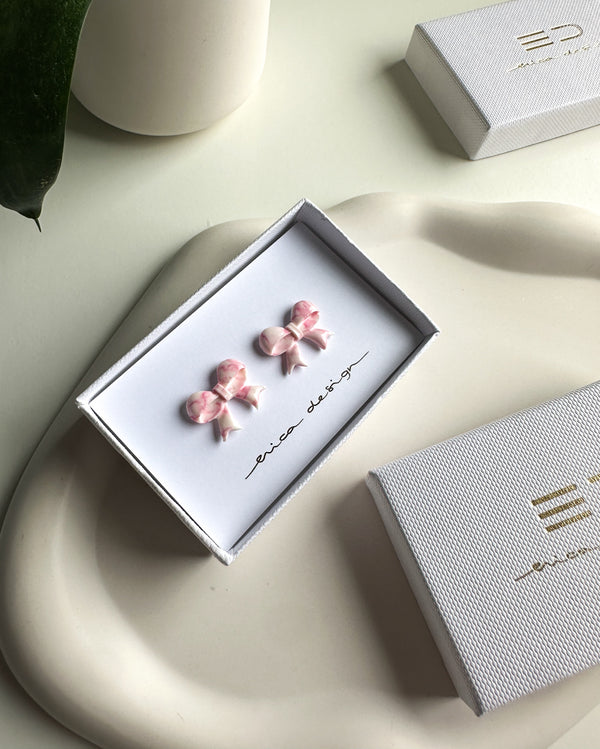 Marble bows | white - pink
