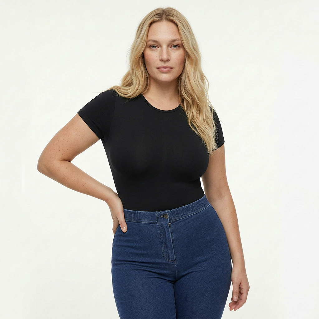 Shaping bodysuit with short sleeves, BLACK size other: XL/XXL