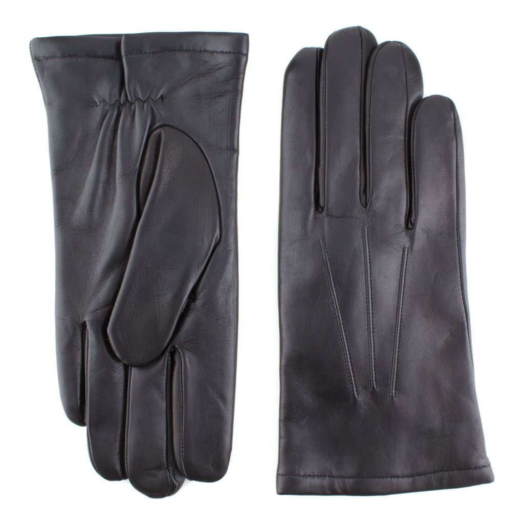 Leather Gloves for Men with Smooth Embroidery