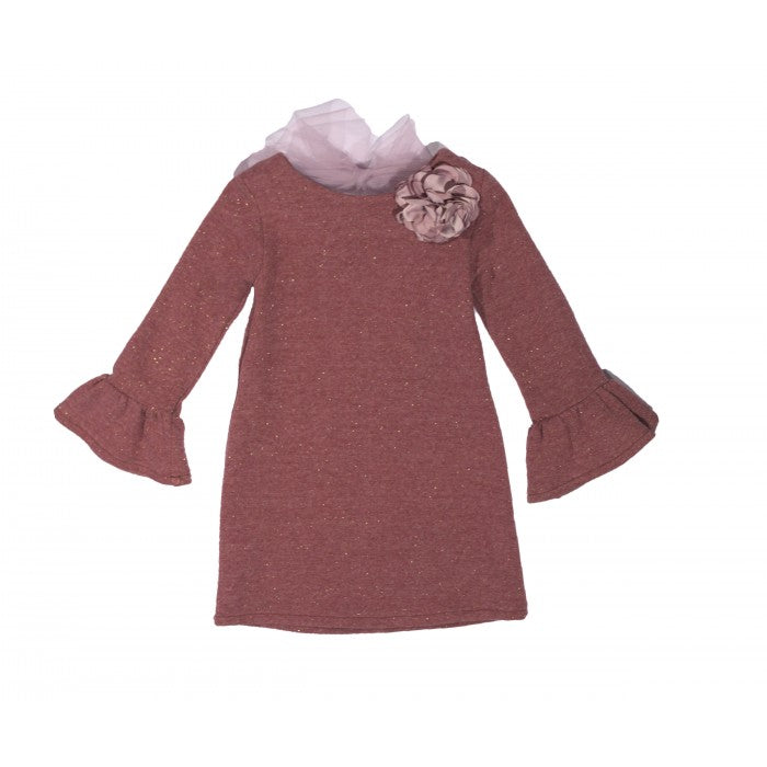 Lurex Sweatshirt Dress with Ruffle Detail