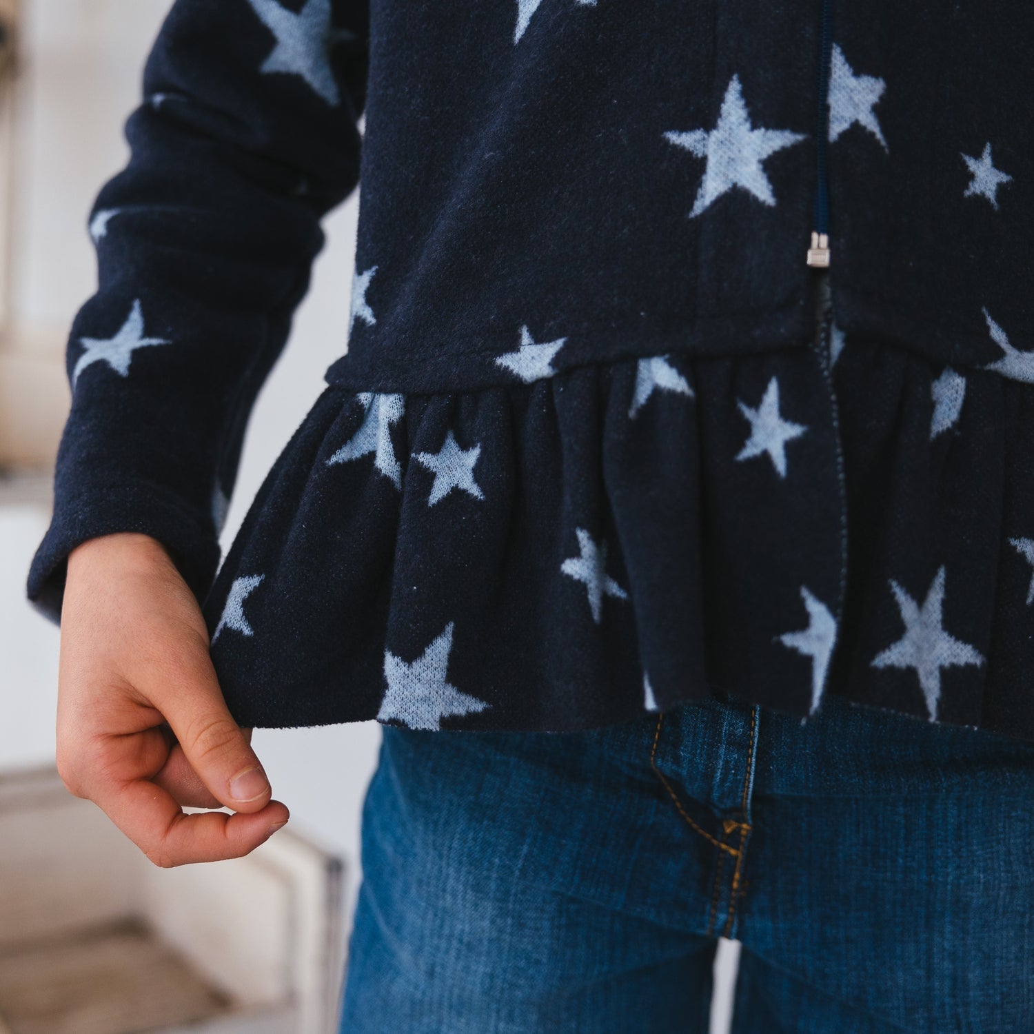 JACKET WITH ZIP AND RUFFLE