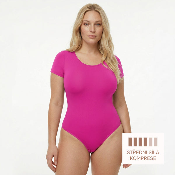Shaping bodysuit with short sleeves, PINK size other: 3XL/4XL