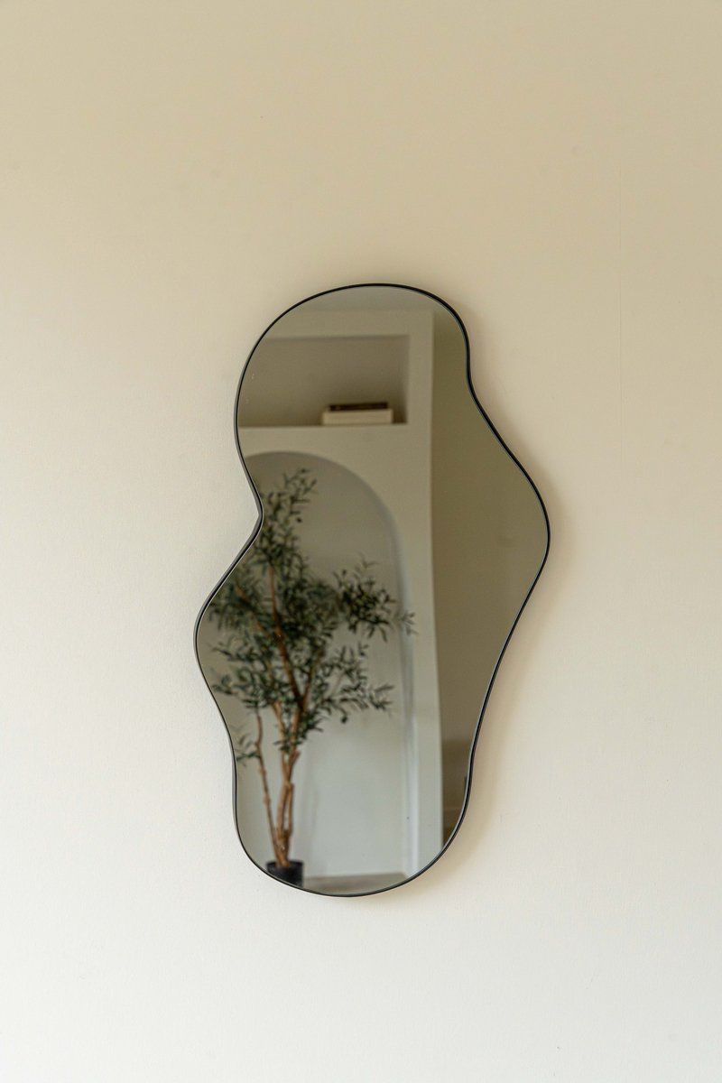 Indore Home - Troas Mirror - Organic Shape - Asymmetrical - Wall Mirror - 60cm - Black