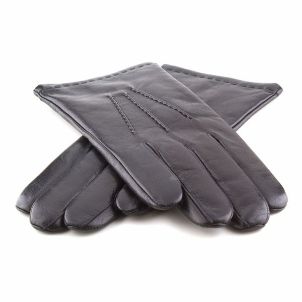 Men's Leather Gloves with Hand-Stitched Hem