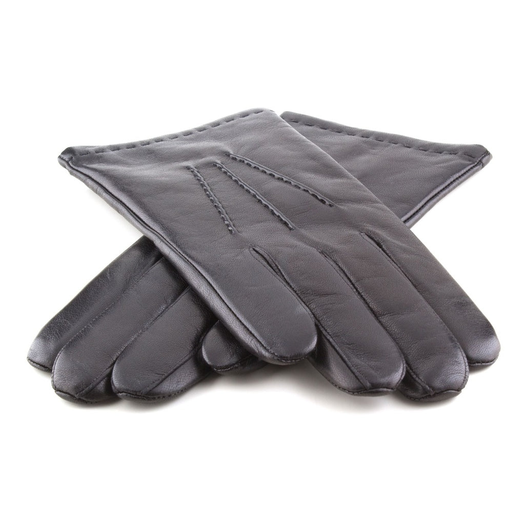 Men's Leather Gloves with Hand-Stitched Hem